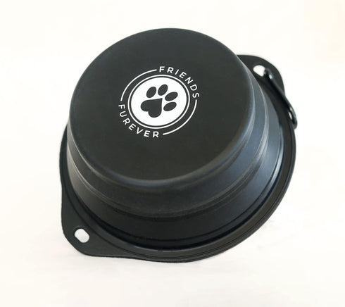 FRIENDS FUREVER Collapsible Dog Bowl, Black, 850ml, Premium Quality Food Grade Travel Bowl