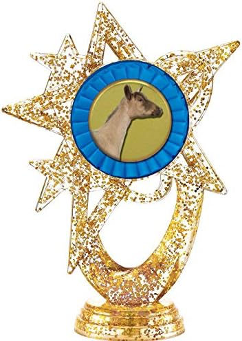 5.5" Customizable Gold Glitter Dairy Goat Trophy with Astral Star