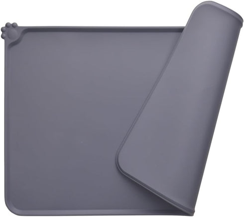 Guardians Silicone Dog Cat Bowl Mat, Non-Slip Pet Feeding Mat, Waterproof, Grey, 18.5"x11.8"