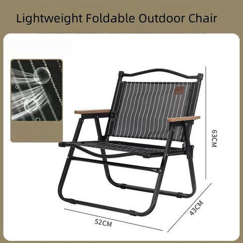 2-Pack Backpacking Portable Folding Fishing Chair with Thickened Steel Frame, Solid Wood Armrests & Teslin Fabric
