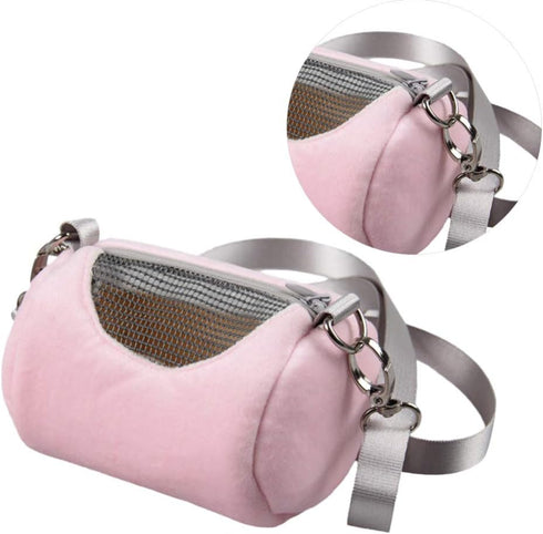 Portable Round Hamster Carry Bag, Outdoor Travel Pet Storage Bag, Pink