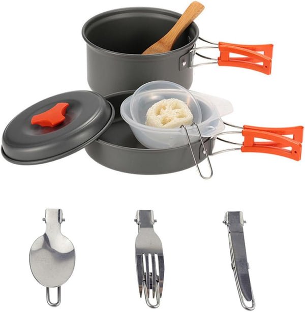 Cabilock Portable Picnic Cookware Set for 1-2 People Hiking Cooking Tool with