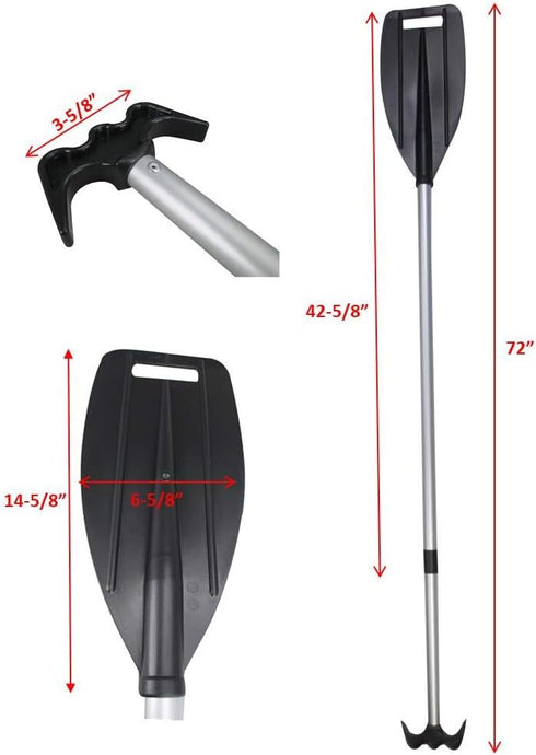 Pactrade Marine Boat Kayak Raft Floating Telescopic Oar Paddle & Hook - Anodized Aluminum Shaft