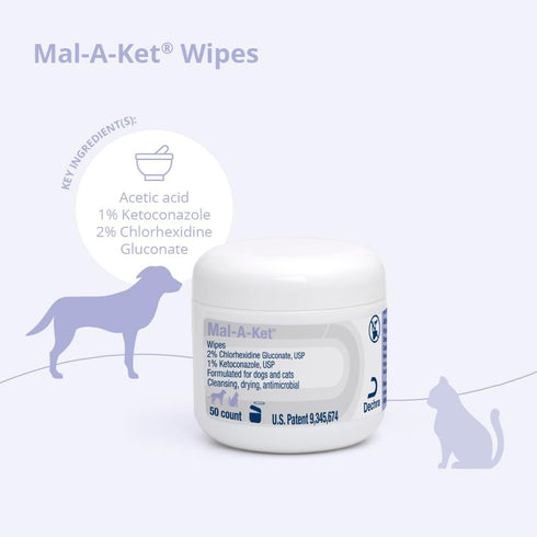 Mal-A-Ket 2.25" 50 Count Wipes, Round, jar