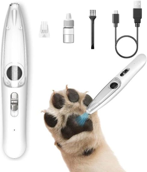 LYNNYUEN Dog Paw Trimmer, Low Noise Dog Paw Hair Trimmer with LED Light