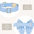 Adjustable Pet Bow Tie and Dog Collar for Small Medium Large Dogs, Cute Lady Bow and Dog Collars, Blue Polka Dots, Large
