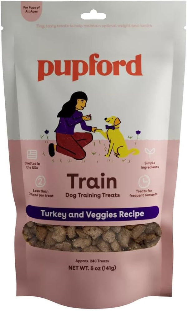 Pupford Freeze Dried Training Treats for Dogs & Puppies, 240+ Bites (Turkey & Veggies, 5 oz)