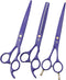 Professional Dog Grooming Scissor Kit - Purple Dragon 7.0 inch Hair Cutting, Curved & Chunker Shears with Bag