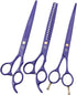 Professional Dog Grooming Scissor Kit - Purple Dragon 7.0 inch Hair Cutting, Curved & Chunker Shears with Bag