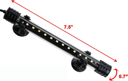 AQUANEAT 7.5 Inch LED Submersible Light for Aquarium, Underwater Fish Tank Light (White)