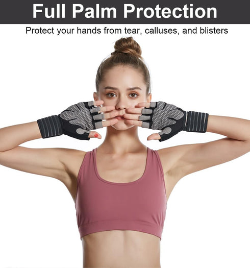 SUJAYU Workout Gloves for Men Workout Gloves Women, Wristband Weight Lifting Glove Breathable, Silicone Anti-Slip