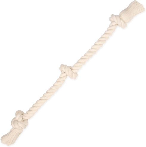 Mammoth Flossy Chews 100% Natural Cotton Rope Dog Toys, Premium White Knot Tug Chew Toy for Large to X-Large Dogs -