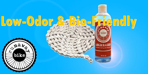 DEGREASER. A Low-odor, Bio-friendly Degreaser, formulated for use in Bike Chain Cleaners and Scrubbing Tools