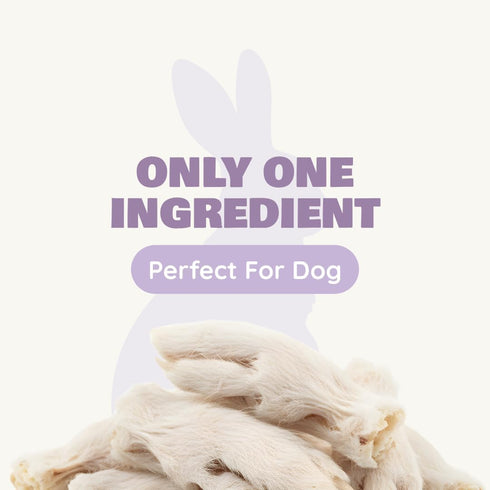 Benji & Louie 2.5 oz, 12 Count Air Dried Rabbit Feet - Whole Rabbit Front Feet with Fur - Natural Healthy Dog Treats