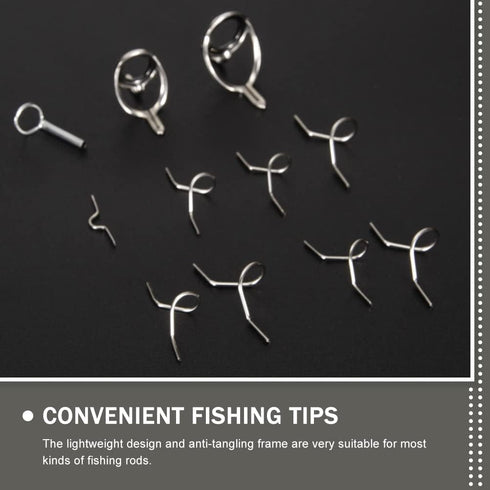 Fly Fishing Rod Building Kit, 11Pcs Rod Tip Eye Rings Repair Kits, Fishing Rod Guides Top Tip Deep Sea Rod Guide Ring