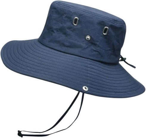 YOLAI Mens Breathable Sunscreen Fishing Cap Foldable Bucket Hat Wide Brim Adjustable Buckle