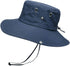 YOLAI Mens Breathable Sunscreen Fishing Cap Foldable Bucket Hat Wide Brim Adjustable Buckle