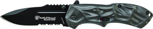 Smith & Wesson Black Ops SWBLOP3S Tactical Knife, 7.7in S.S. with 3.4in Serrated Blade, Aluminum Handle