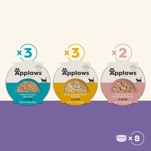 Applaws Wet Cat Food, 8 Count, Limited Ingredient Cat Food Pots, Broth Variety, 2.12 oz Pots