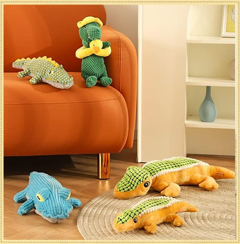 Alligator Squeaky Dog Toy - Durable Stuffed Animal Chew Toy for Aggressive Chewers, Puppy Small Medium Dogs