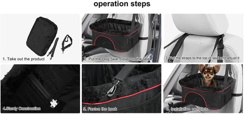 20lb ROODO Deluxe Dog Booster Seat with Height-Adjustable Foldable Metal Frame and Safety Leash,Portable Pet Car Seat