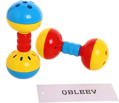 2 Pack QBLEEV Parakeets Conures Toys, Bird Rattles Bells Foot Toys, Enrichment Barbell Ball, Play Gym Activity Center
