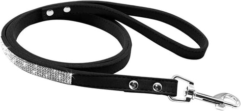Bling Rhinestone Dog Leash, 4 ft Long & 5/8" Wide for Medium Small Dogs/Cats Training, Walking and Running, Black