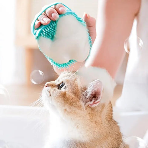3pack Dog Bath Brush - Soft Silicone Shampoo Brush for Pet Grooming and Bath Massage with Dispenser
