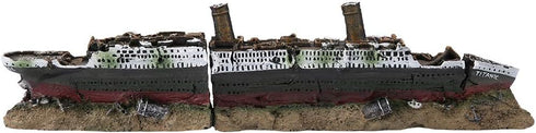 Titanic Submersible Model Wrecked Boat Ship Aquarium Decoration Ornament, 24×10×9 Inch