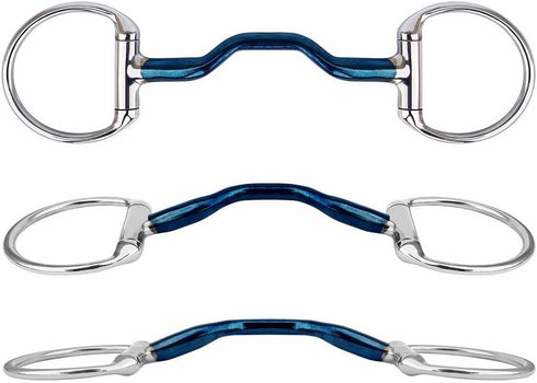 R G EQUESTRIAN TACK Eggbutt Ported Mouth Blue Alloy Bits, Horse Riding Sweet Iron Bit Snaffle