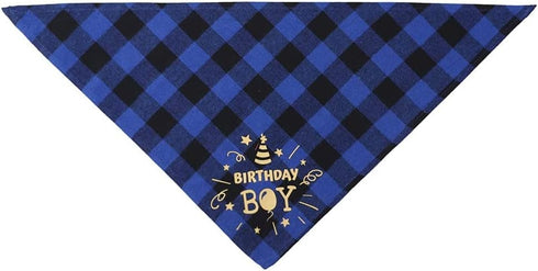Dog Birthday Party Set, Triangle Bandana Scarf with Birthday Number Hat and Banner for Dog Birthday Supplies (Blue)