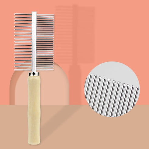 Professional Metal Dog Grooming Comb - 3 PCS Wooden Handled Pet Comb for Dogs and Cats, Removes Tangles and Dematting