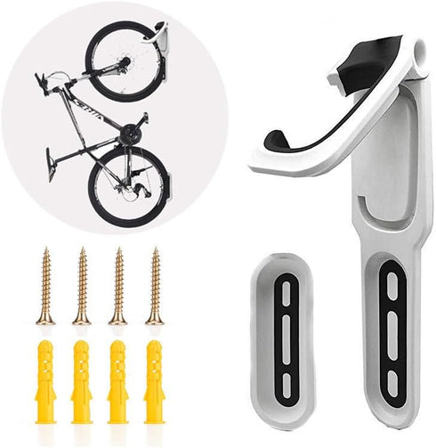 White Garage Indoor Bike Rack, Wall Mount Organizer Hook for Vertical Hanging, Heavy Duty Space Saving