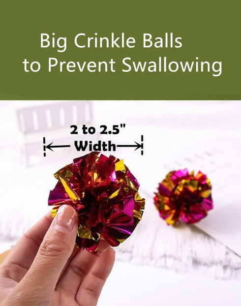 Mylar Crinkle Balls Cat Toys, Interactive Crinkle Cat Toy Balls, 2 Inch, 24 Pack