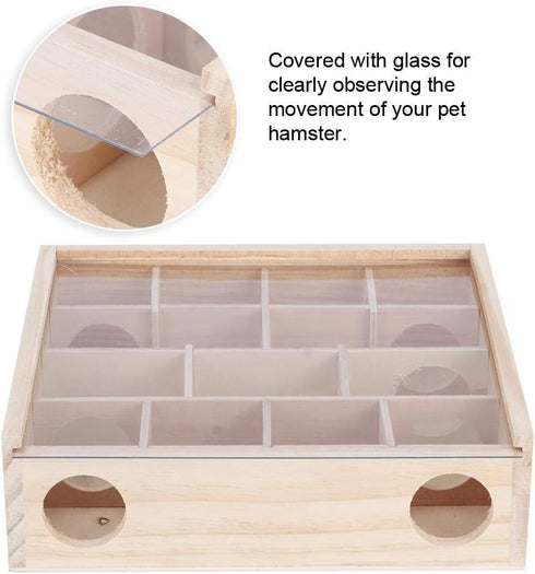 Interactive Wooden Hamster Maze Toy with Organic Glass