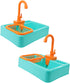 Mikikit 2pcs Bird Bath Tub Toy with Automatic Water Cycle Lightweight Vegetable