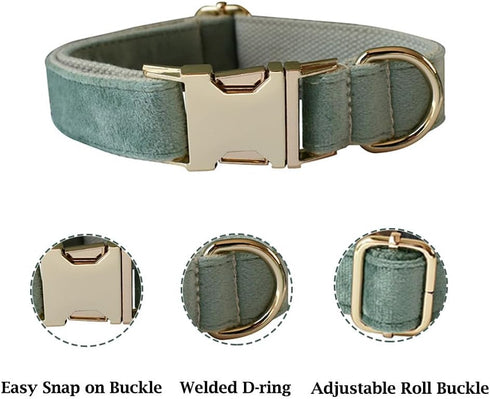 Bowtie Dog Collar, Soft Velvet Adjustable Collar with Detachable Bow Tie for Small Medium Large Dogs and Cat (Mint