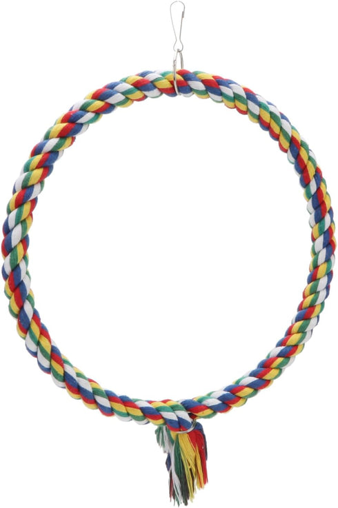 Bird Rope Swing - Colorful Perch Climbing Toy for Parrots, Budgie, Cockatiel, Cockatoo, Conure (M, 10.4 inch)
