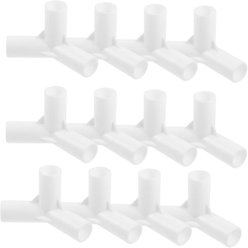 Toddmomy 20pcs Tent Pole Connector, Three-Way Adapter Fittings for Outdoor Tent Supply, Child White Plastic Bracket
