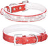Cute Dazzling Sparkling Leather Dog Cat Rhinestone Collar, Crystal Diamond Pet Dog Puppy Collar (M, Red-1)