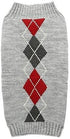Grey Argyle Knit Pet Sweaters for Small Dogs, Grey Small (S) Size