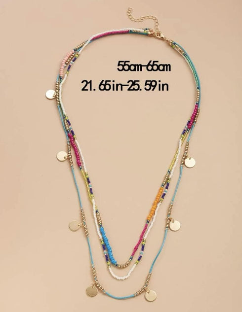 COLLAR DE VARIAS PIEZAS MULTICOLOR HIPPIE VERANO PRIMAVERA