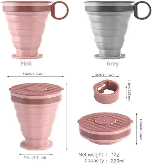 Generic New Folding Coffee Cup Portable Outdoor Water Travel Carrying with Lid Mouthwash(Pink)