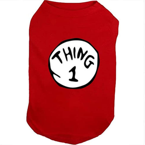 Dog Shirts for Pet Clothes, Soft Breathable Puppy T-Shirt, Pop Culture Thing 1 to Thing 9 Printed (RED-1, Large)