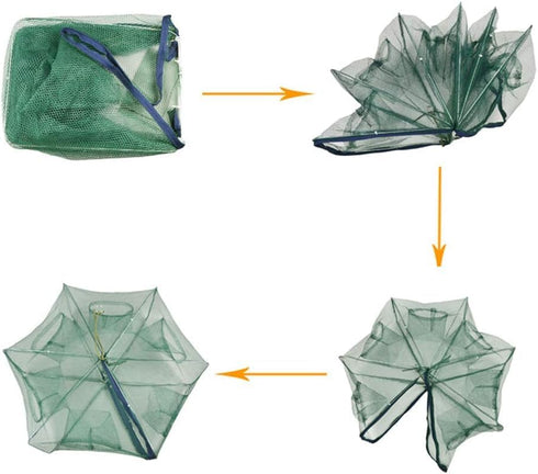 Bayou Trading USA Cage(6 Pack), 8 Octagon Shrimp Holes, Foldable, can Also be Used as Crawfish Trap, Bait Cage.