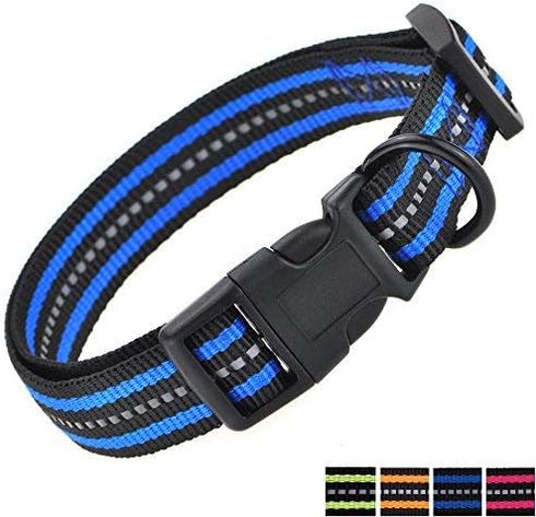 Mile High Life Reflective Dog Collar, Nylon Pet Collars with Buckle, Lightweight Puppy Collars, Blue for Small Dogs
