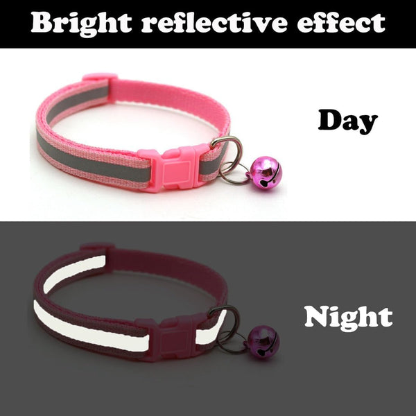 Pink Dog Collar with Bell, 2-Pack Basic & Reflective Cat Collars for XXS XS Small Tiny Dogs, Neck 7-12 inch