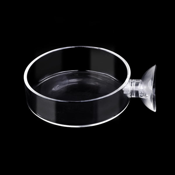 Aquarium Glass Feeder, Shrimp Feeding Dish, Round Clear Fish Tank Food Tray Container with Suction Cup, 65mm