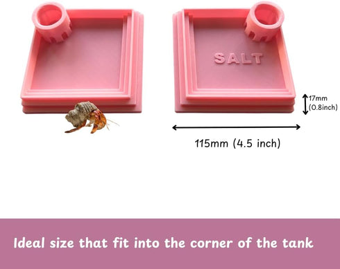 NIVERCE Pack 2 110x110mm 4.5x4.5 of Self-Refilling Hermit Crab Pools with Salt Marking in Hermit Crab Water Bowl