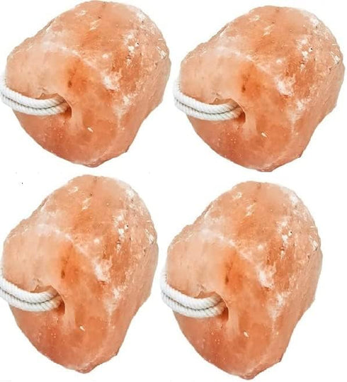 18 LBs, (4 Himalayan Pink Salt Salt Licks for Animals Licking Block for Horses, Cows, Deer, and Other Livestock - Rope